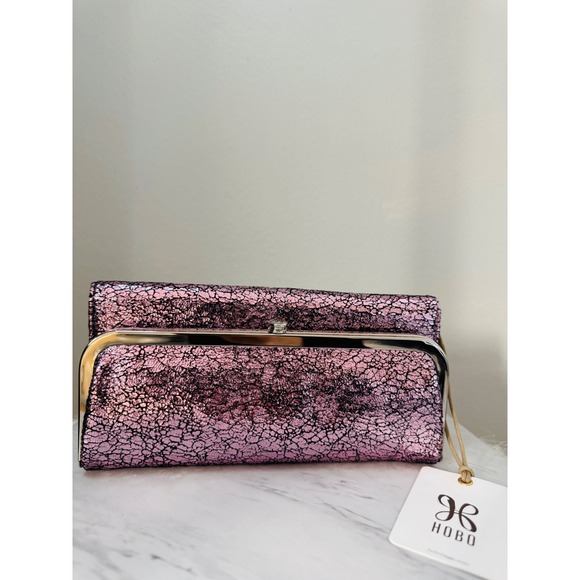 HOBO Rachel Continental Clutch Leather Wallet Blushed Crackle Metallic, NWT - Picture 13 of 15